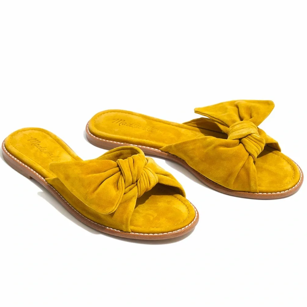 Madewell Mustard Tan Knot Slide Sandals